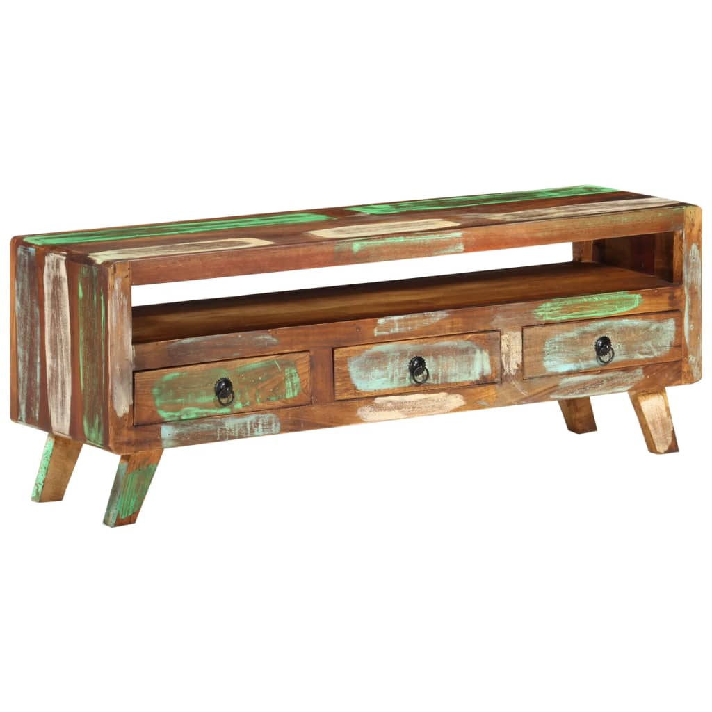 Tv-Benk 110X30X40 Cm Gjenvunnet Heltre Flerfarget