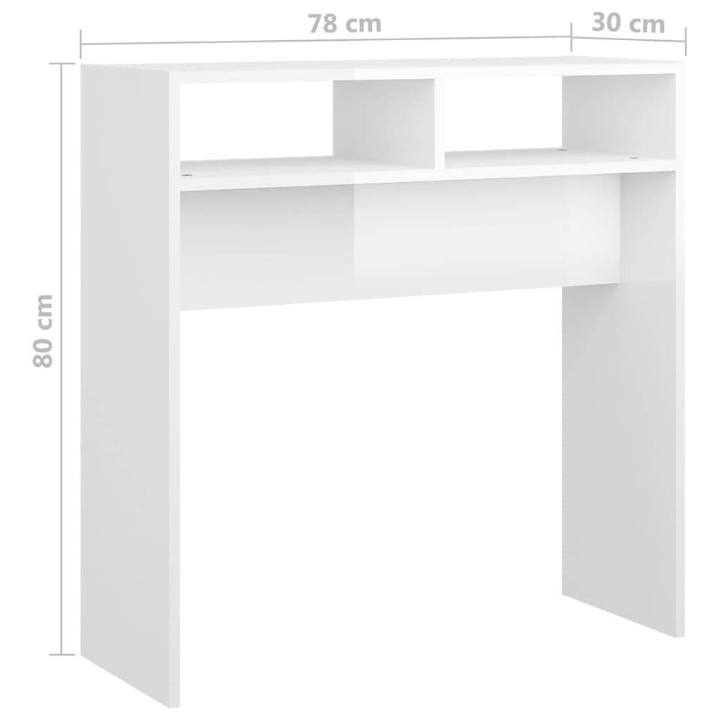 Konsollbord Høyglans Hvit 78X30X80 Cm Konstruert Tre