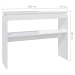 Konsollbord Høyglans Hvit 102X30X80 Cm Konstruert Tre