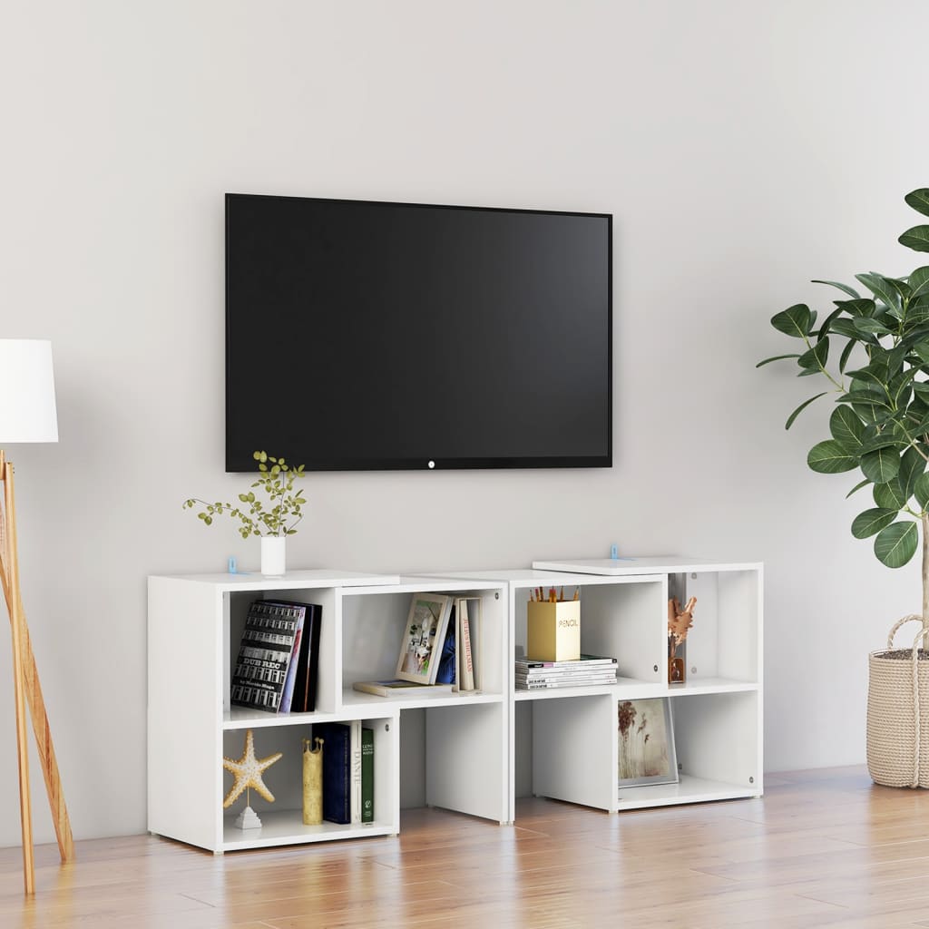 Tv-Benk Høyglans Hvit 104X30X52 Cm Konstruert Tre