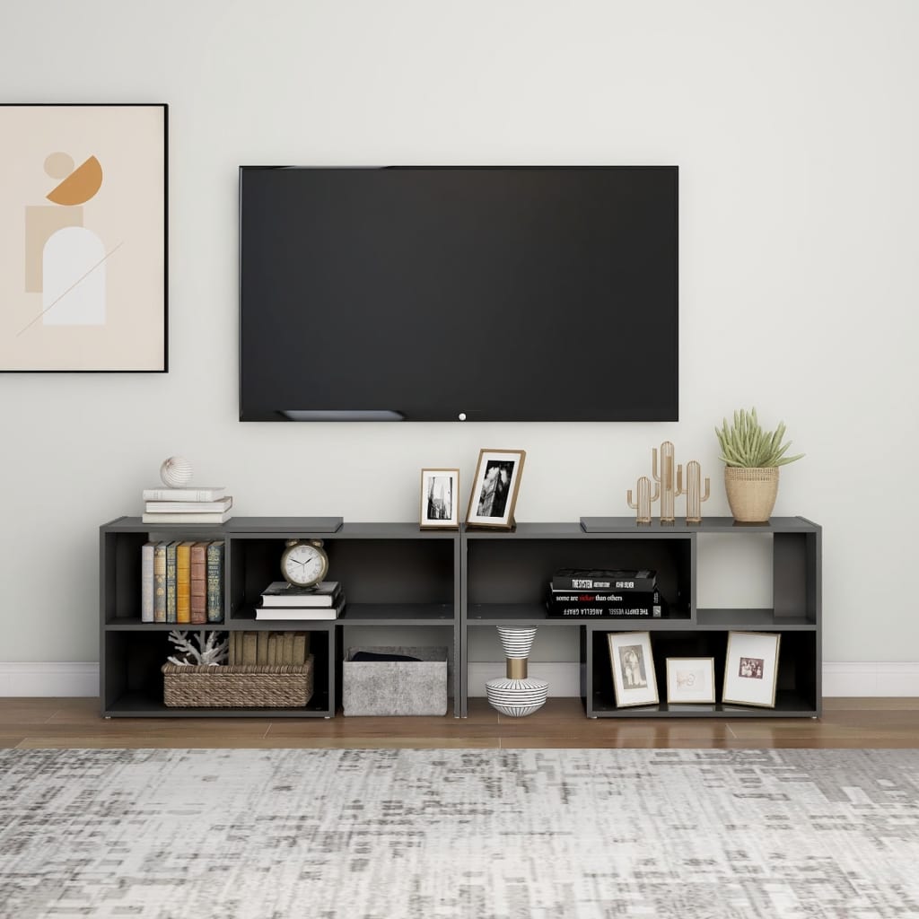 Tv-Benk Høyglans Grå 149X30X52 Cm Konstruert Tre