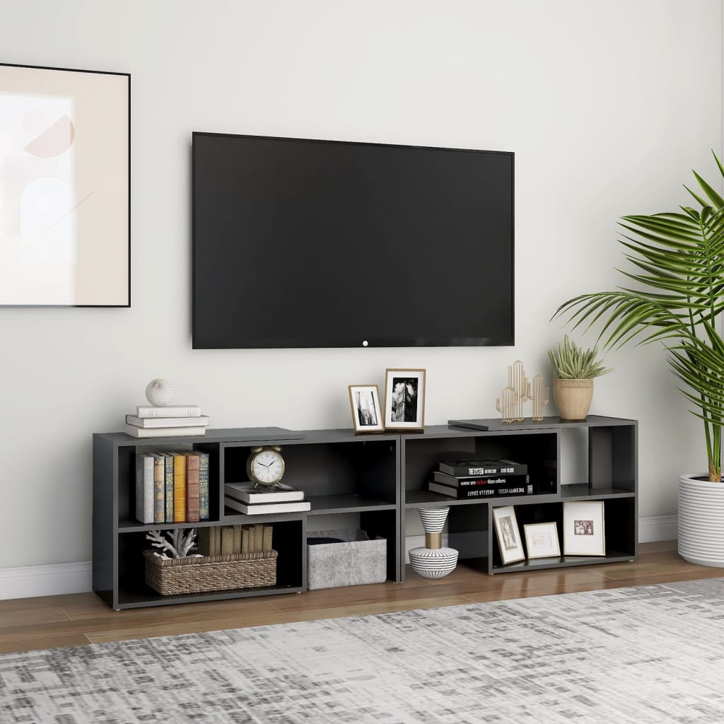 Tv-Benk Høyglans Grå 149X30X52 Cm Konstruert Tre