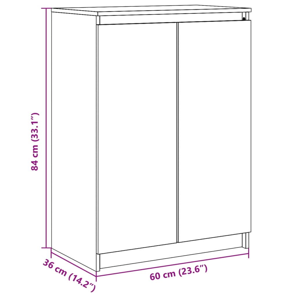 Skjenk 60X36X84 Cm Heltre Furu Hvit