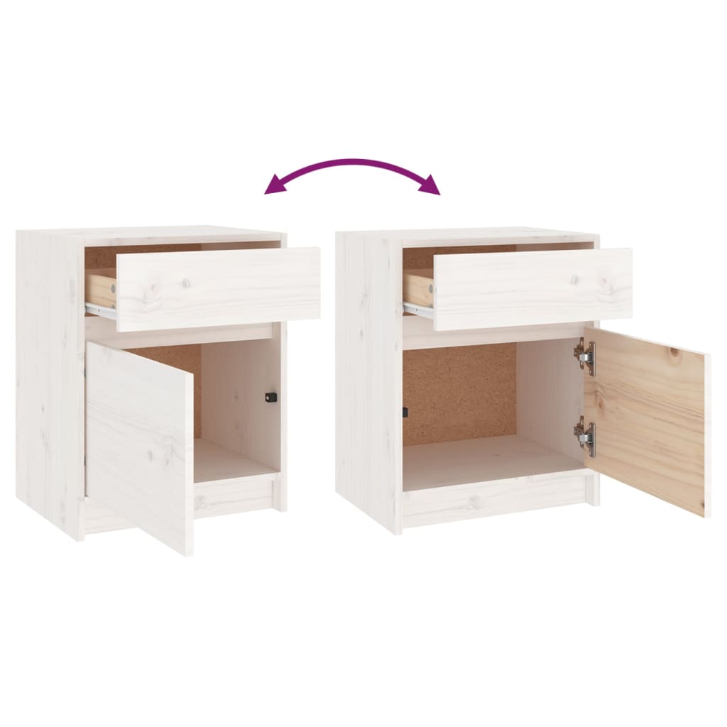 Nattbord Hvit 40X31X50 Cm Heltre Furu