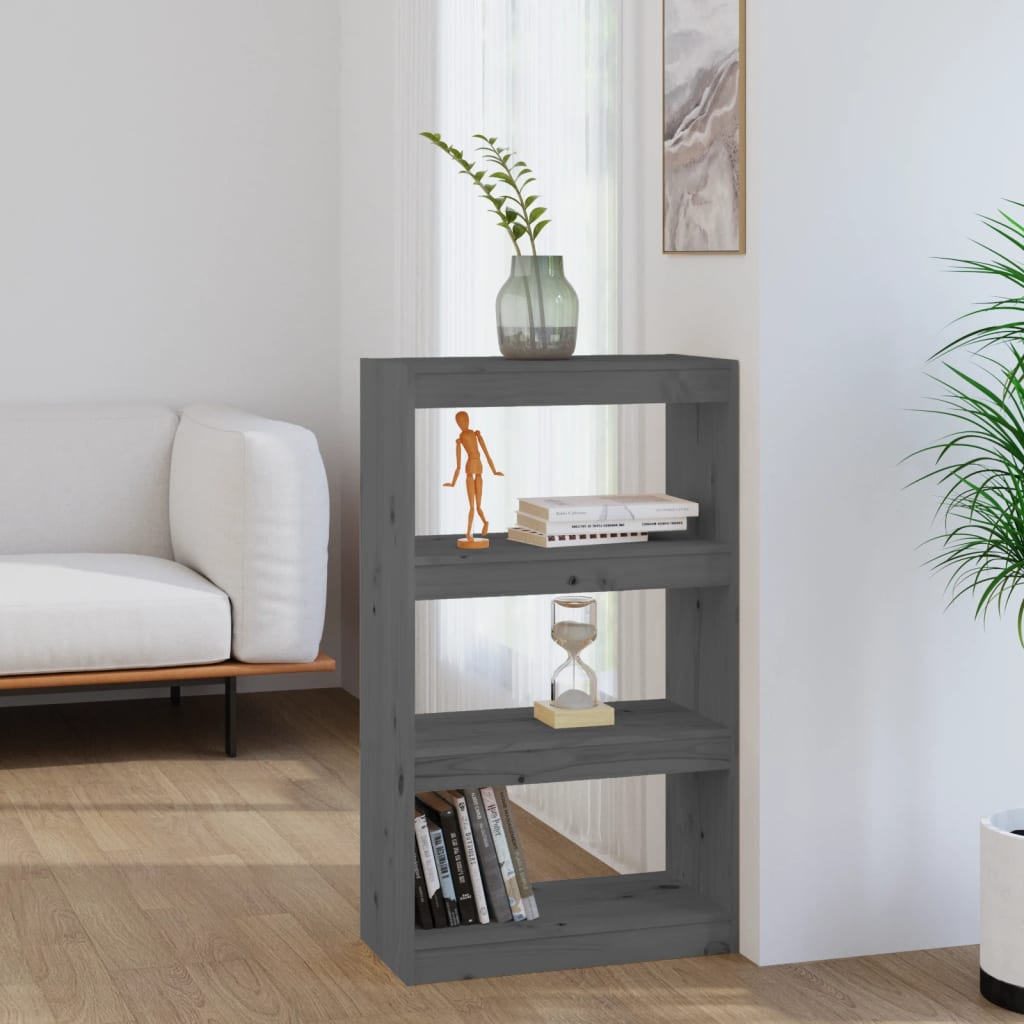 Bokhylle/Romdeler Grå 60X30X103,5 Cm Heltre Furu