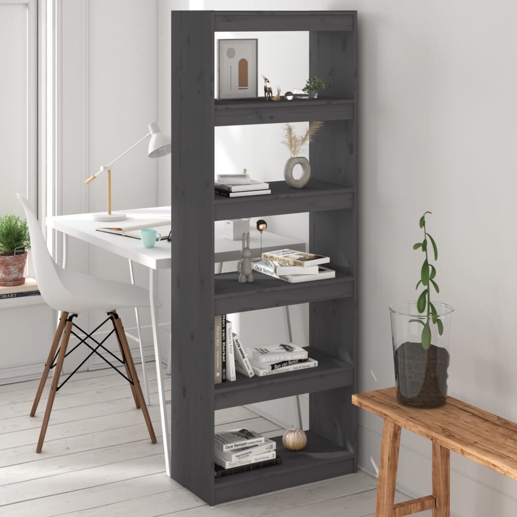 Bokhylle/Romdeler Grå 60X30X167,5 Cm Heltre Furu