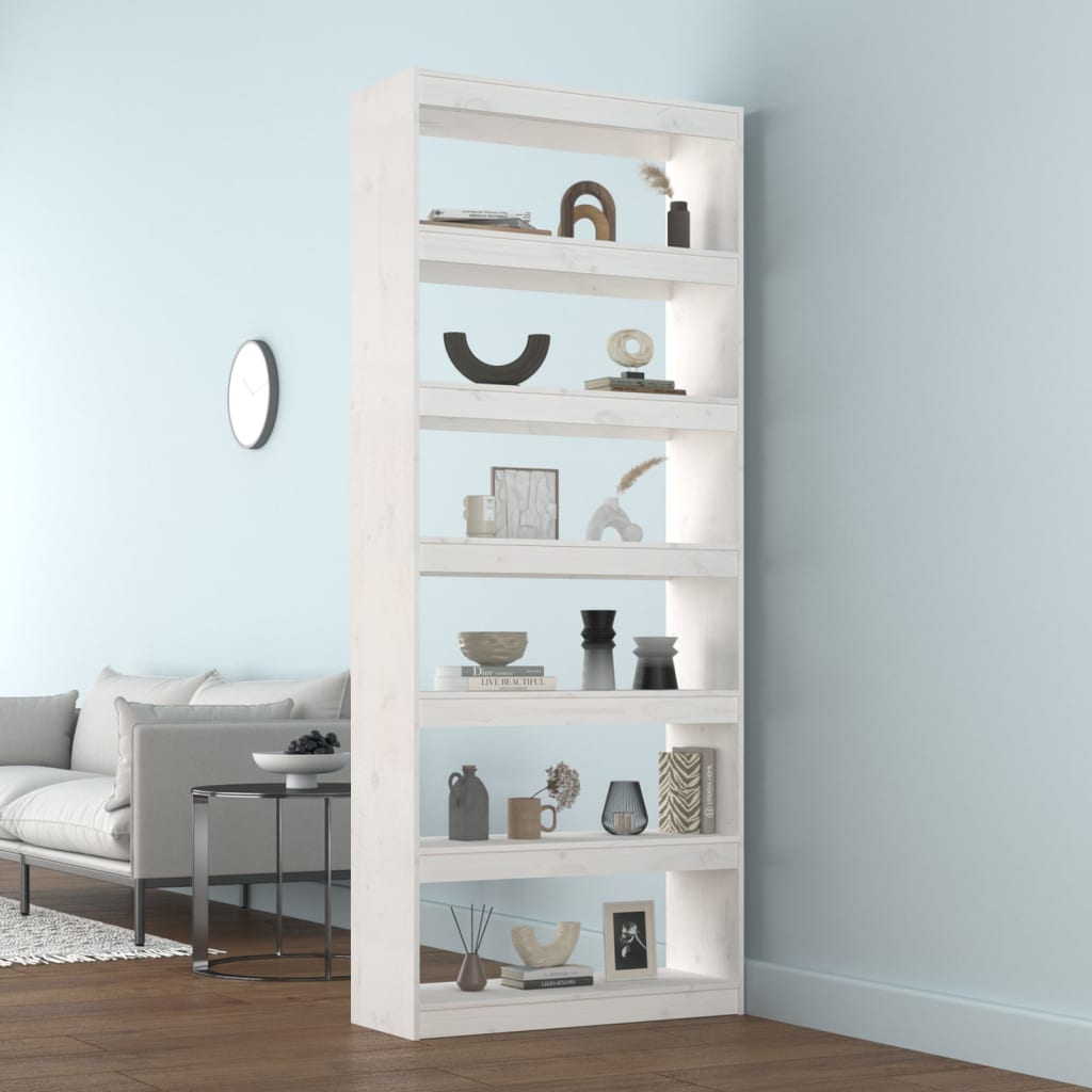 Bokhylle/Romdeler Hvit 80X30X199,5 Cm Heltre Furu