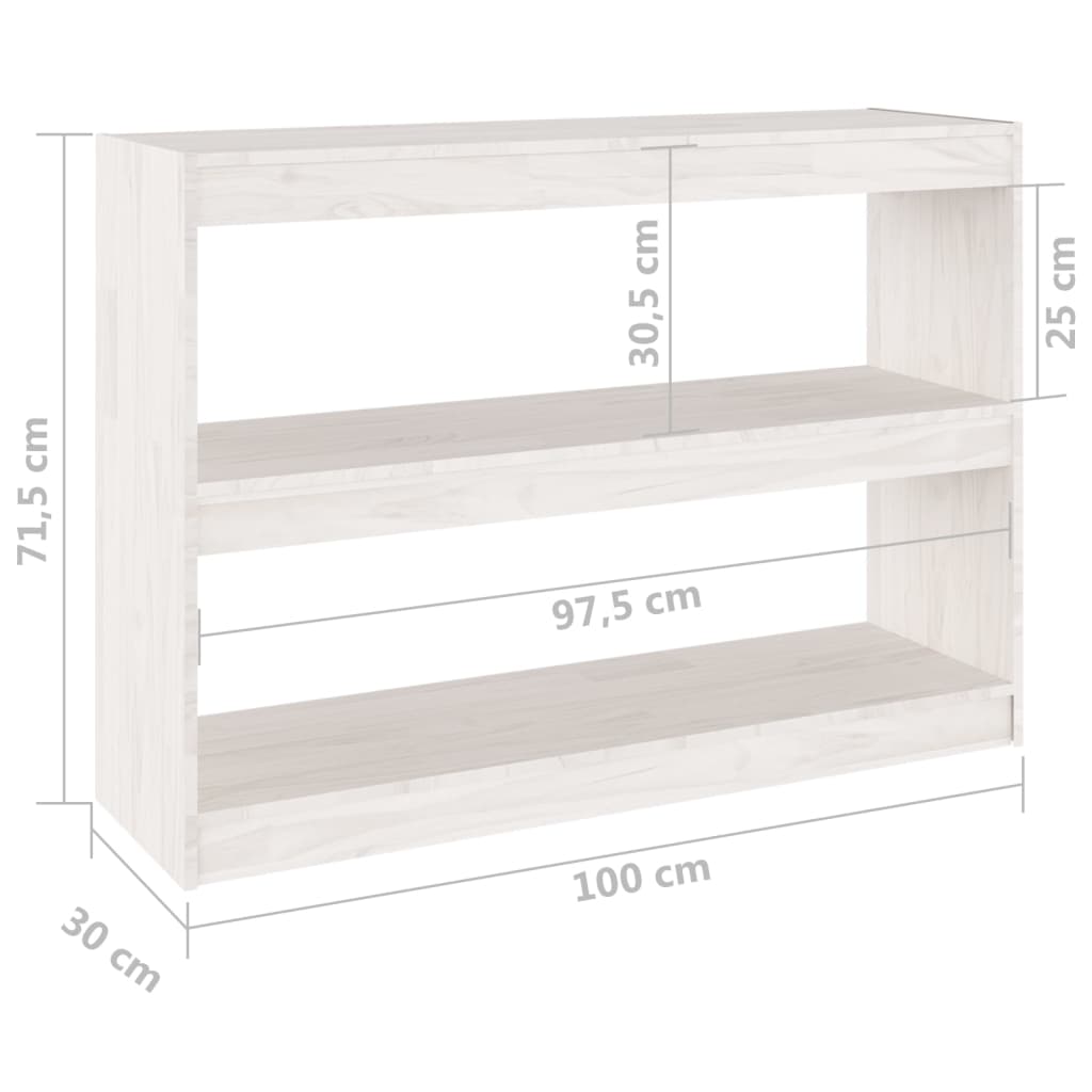 Bokhylle/Romdeler Hvit 100X30X71,5 Cm Furu
