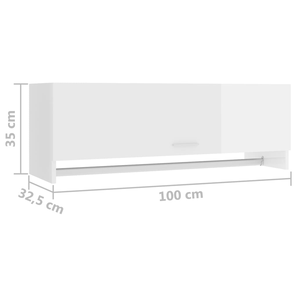 Garderobe Høyglans Hvit 100X32,5X35 Cm Konstruert Tre
