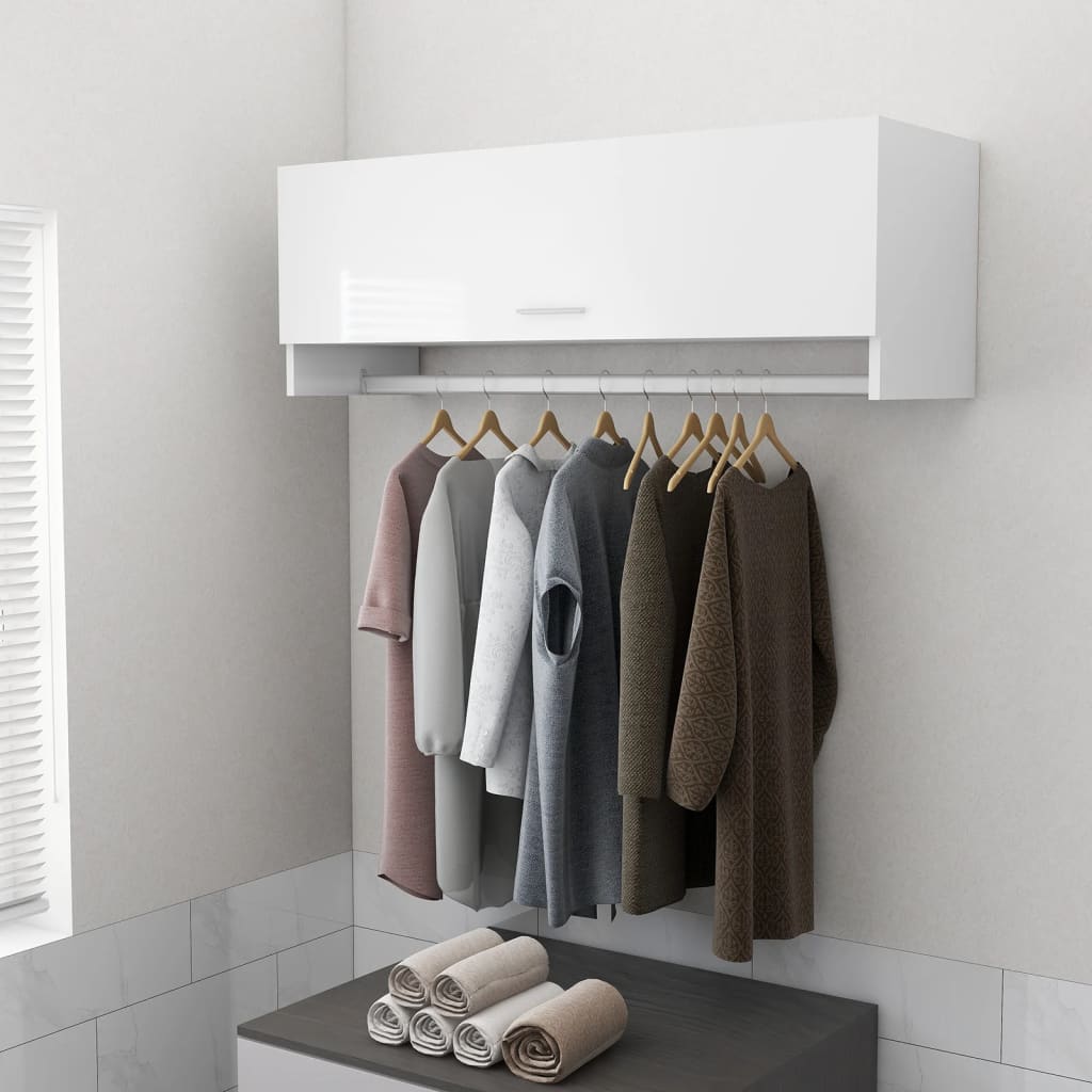 Garderobe Høyglans Hvit 100X32,5X35 Cm Konstruert Tre
