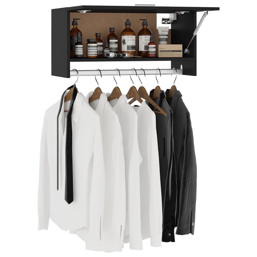 Garderobe Svart 70X32,5X35 Cm Konstruert Tre