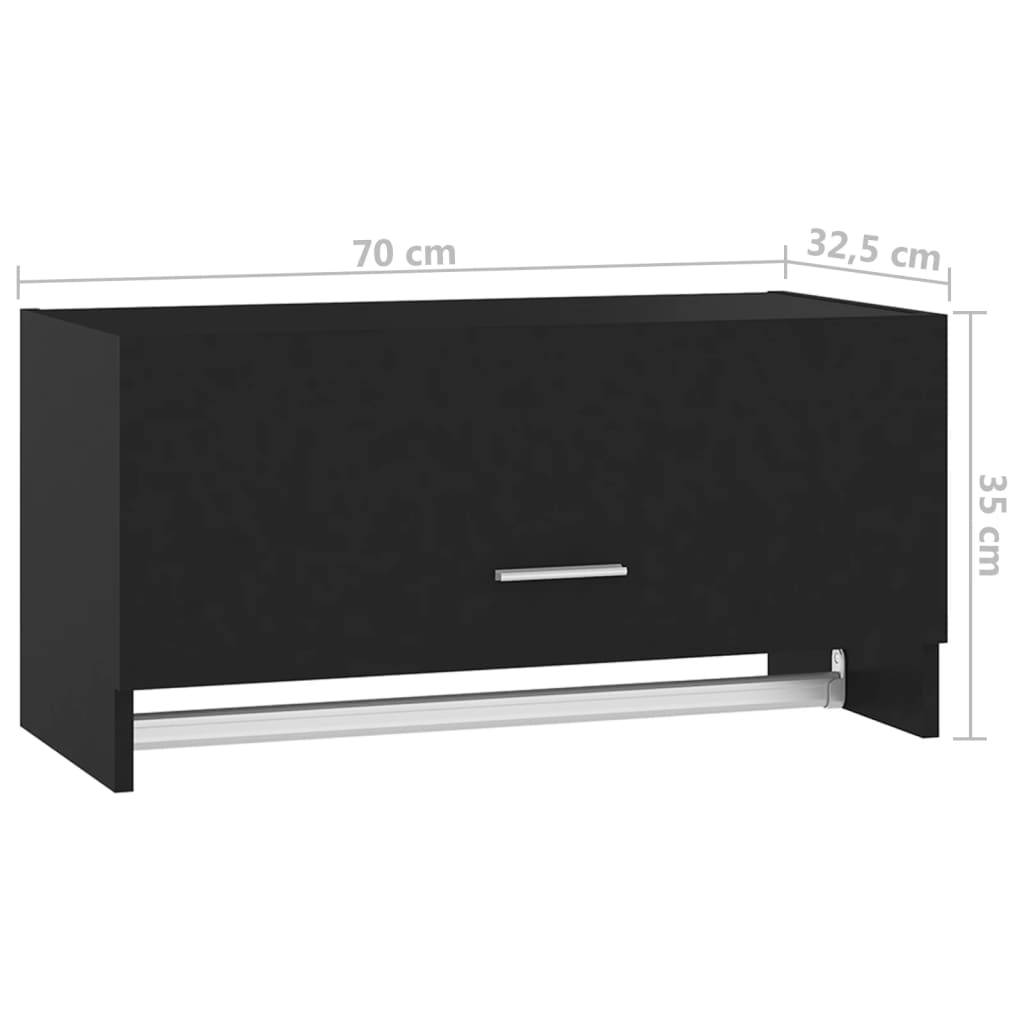 Garderobe Svart 70X32,5X35 Cm Konstruert Tre