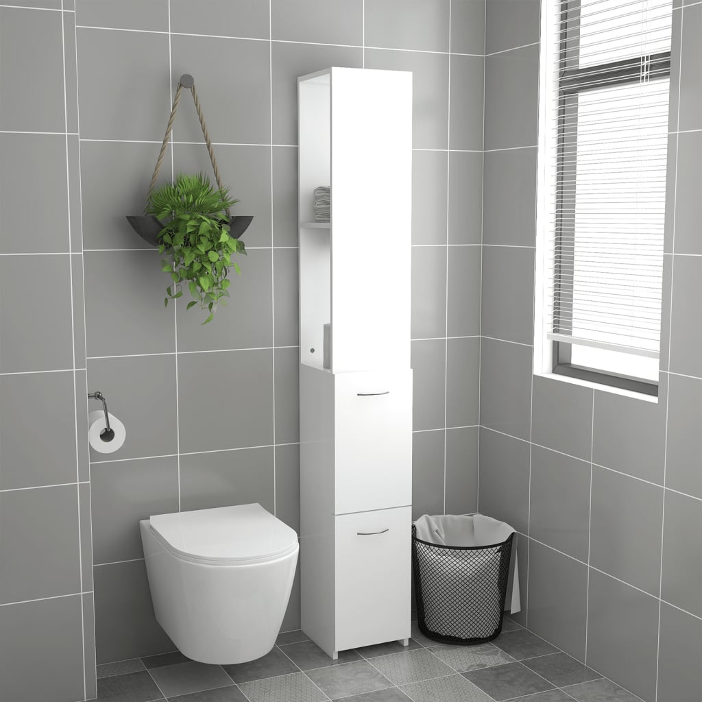 Baderomsskap Hvit 25X26,5X170 Cm Konstruert Tre