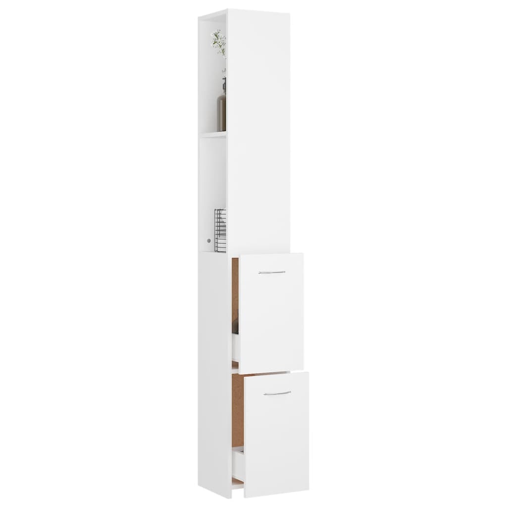 Baderomsskap Hvit 25X26,5X170 Cm Konstruert Tre