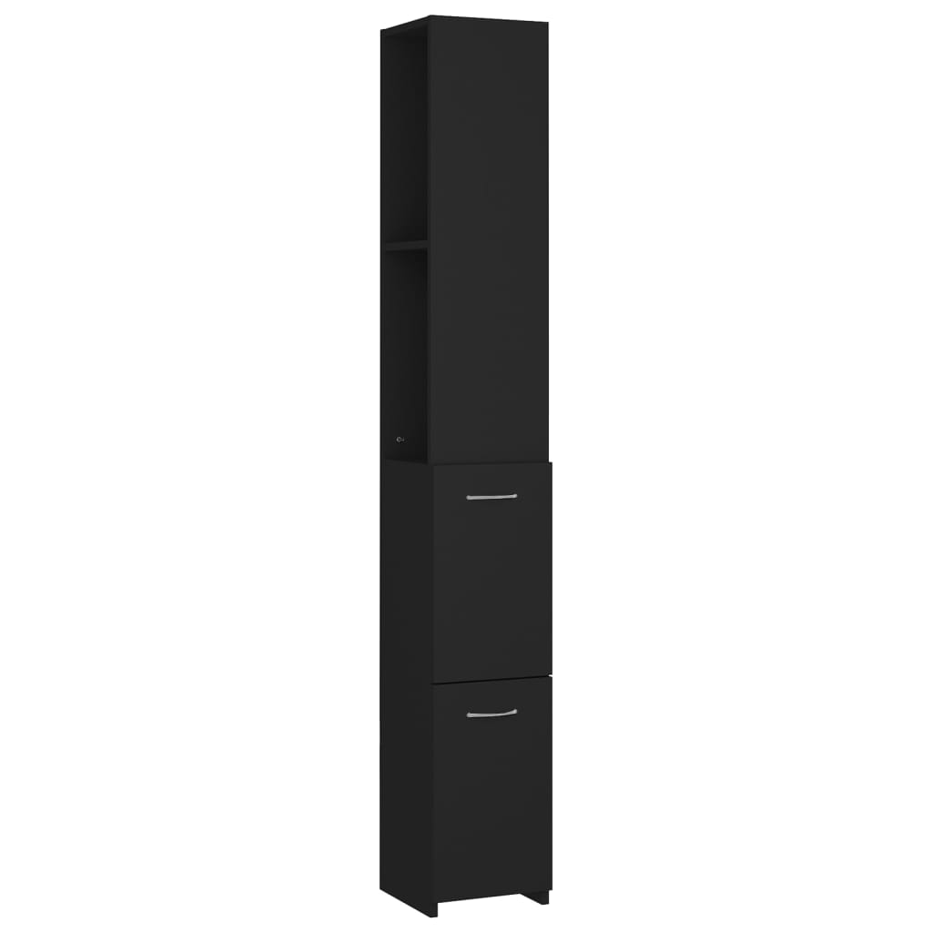 Baderomsskap Svart 25X26,5X170 Cm Konstruert Tre