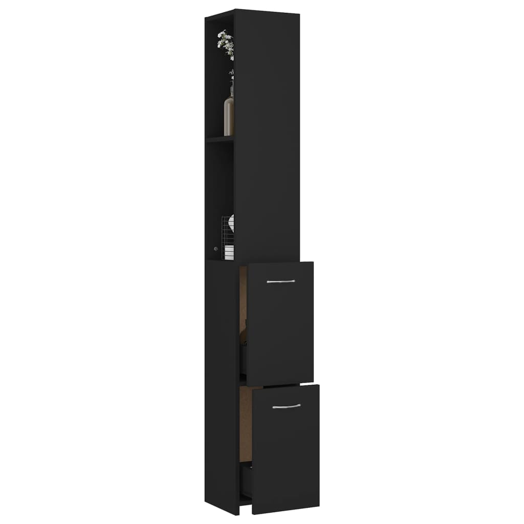 Baderomsskap Svart 25X26,5X170 Cm Konstruert Tre