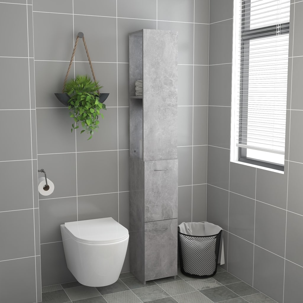Baderomsskap Betonggrå 25X26,5X170 Cm Konstruert Tre