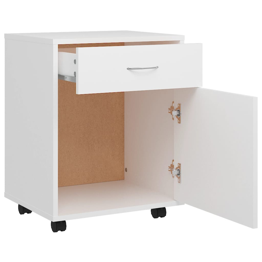 Rulleskap Hvit 45X38X54 Cm Konstruert Tre