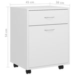 Rulleskap Hvit 45X38X54 Cm Konstruert Tre