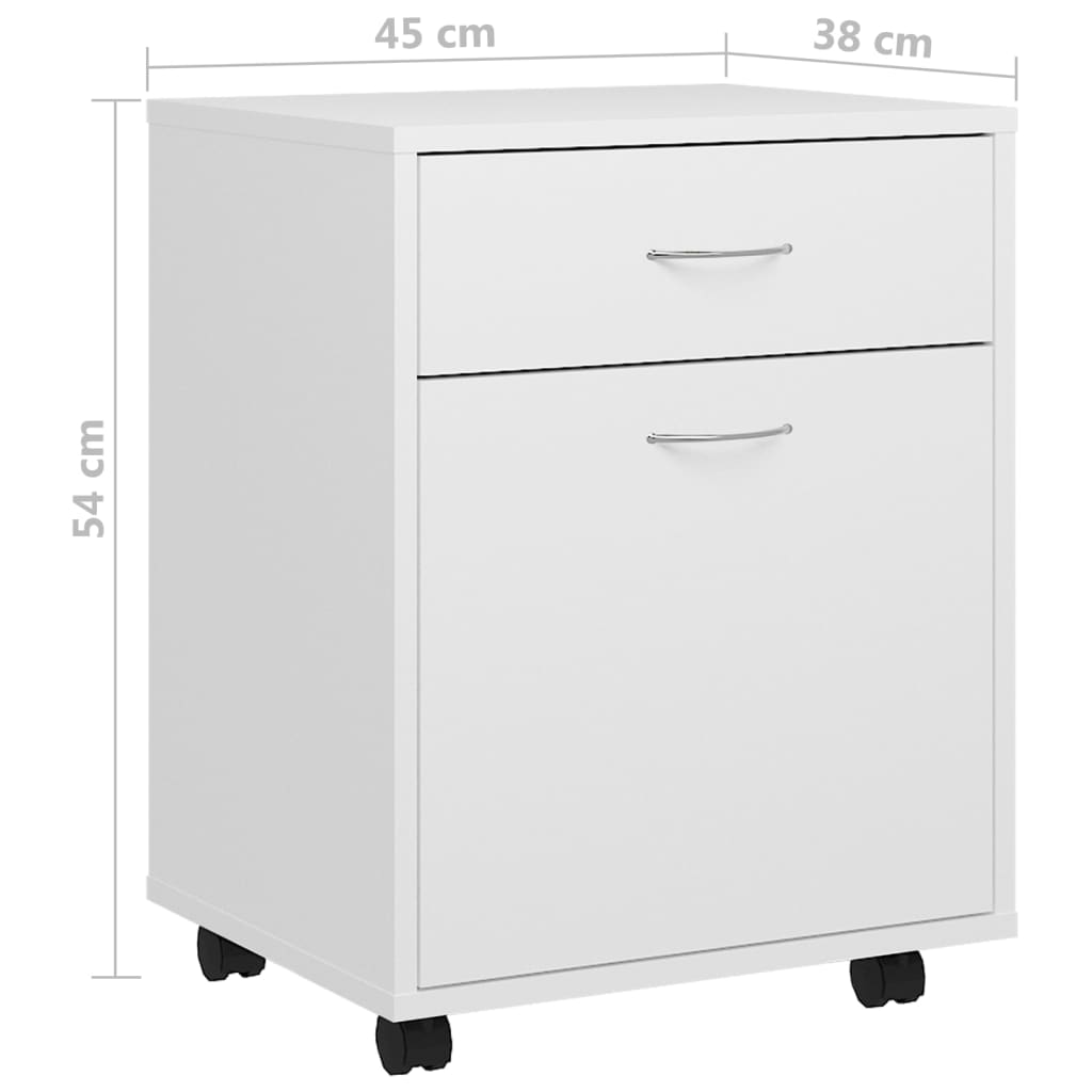 Rulleskap Hvit 45X38X54 Cm Konstruert Tre