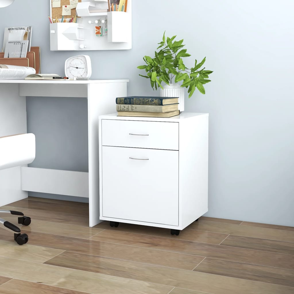 Rulleskap Hvit 45X38X54 Cm Konstruert Tre