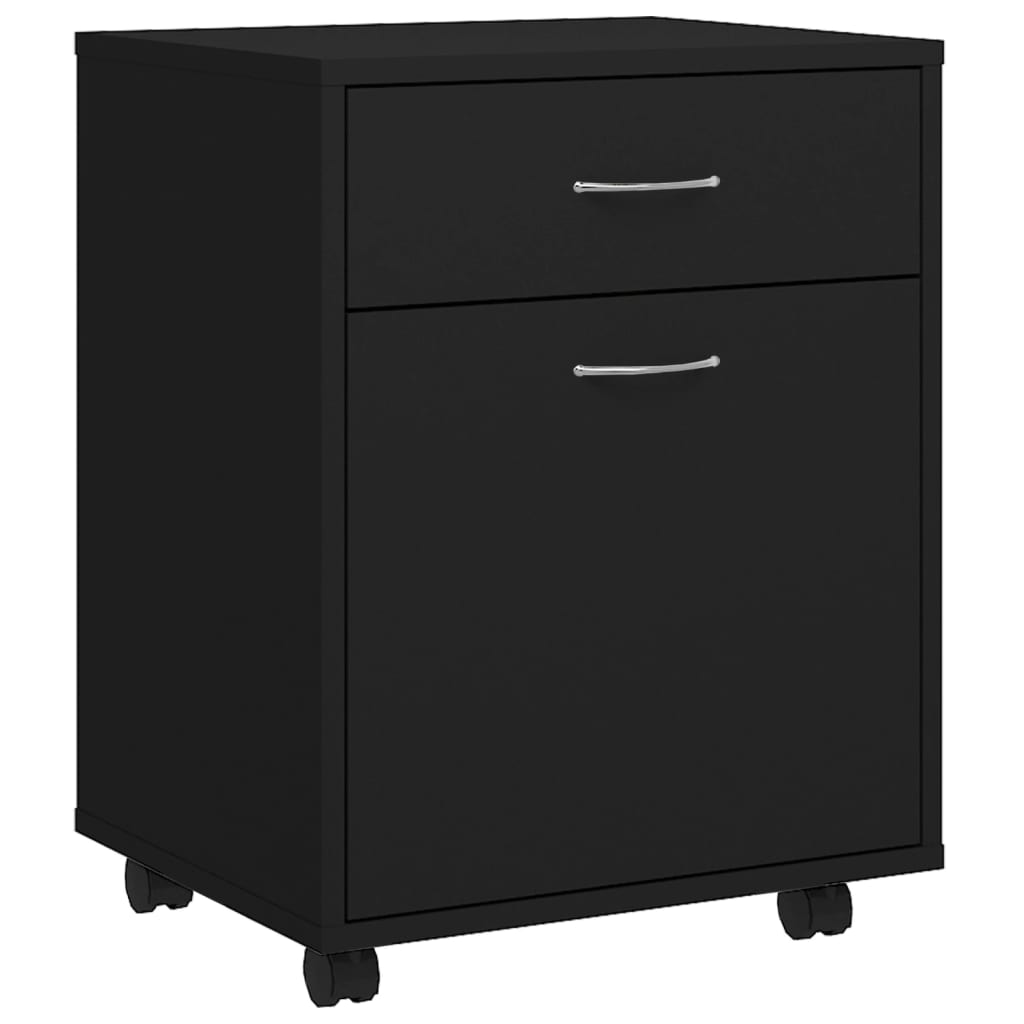Rulleskap Svart 45X38X54 Cm Konstruert Tre