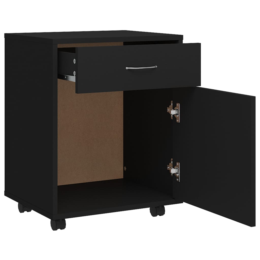 Rulleskap Svart 45X38X54 Cm Konstruert Tre