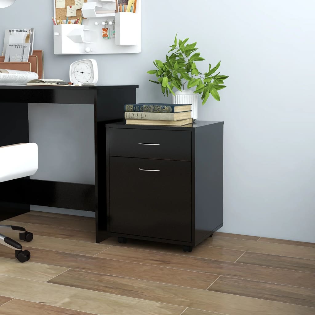 Rulleskap Svart 45X38X54 Cm Konstruert Tre