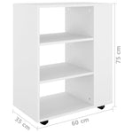 Rulleskap Hvit 60X35X75 Cm Konstruert Tre