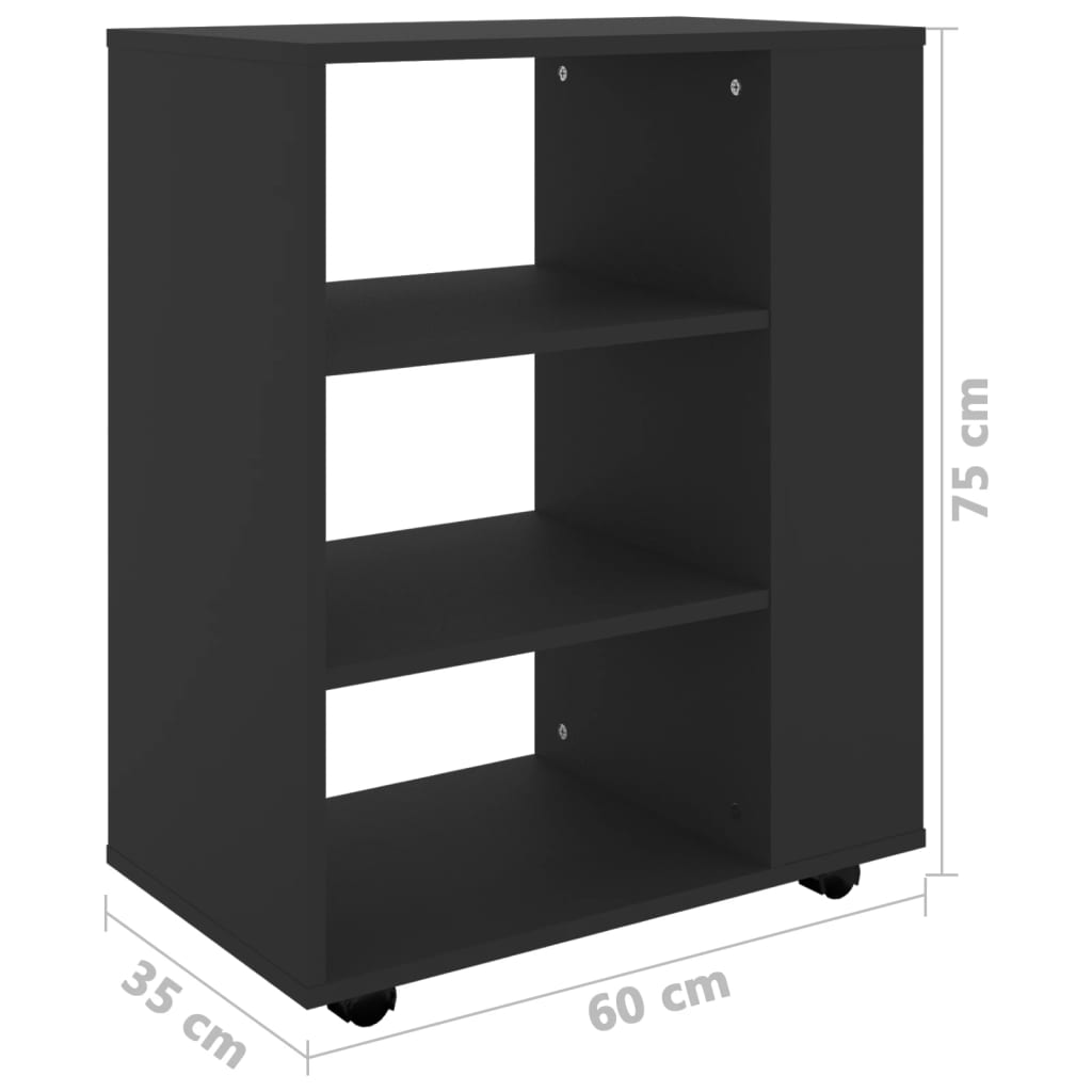 Rulleskap Svart 60X35X75 Cm Konstruert Tre