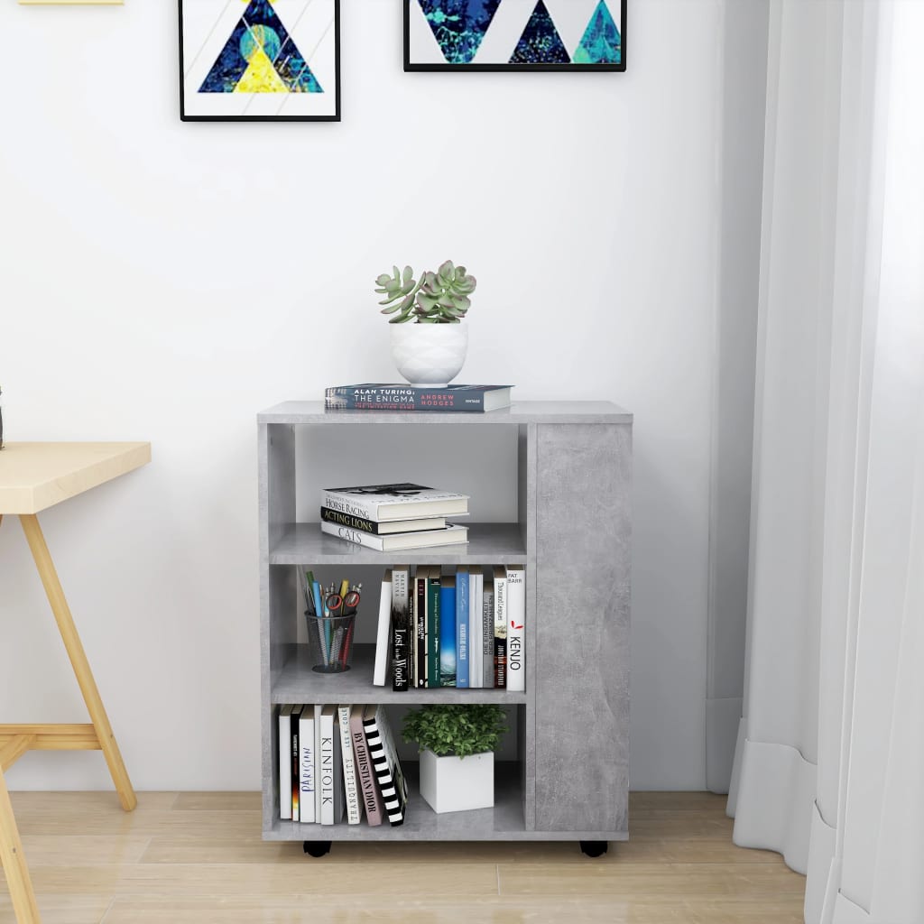 Rulleskap Betonggrå 60X35X75 Cm Konstruert Tre