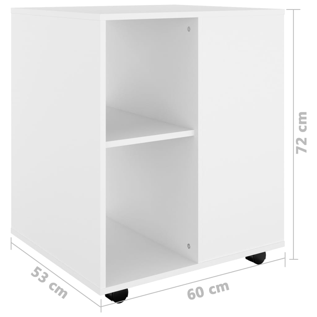 Rulleskap Hvit 60X53X72 Cm Konstruert Tre