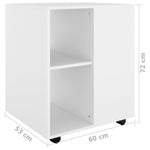 Rulleskap Hvit 60X53X72 Cm Konstruert Tre