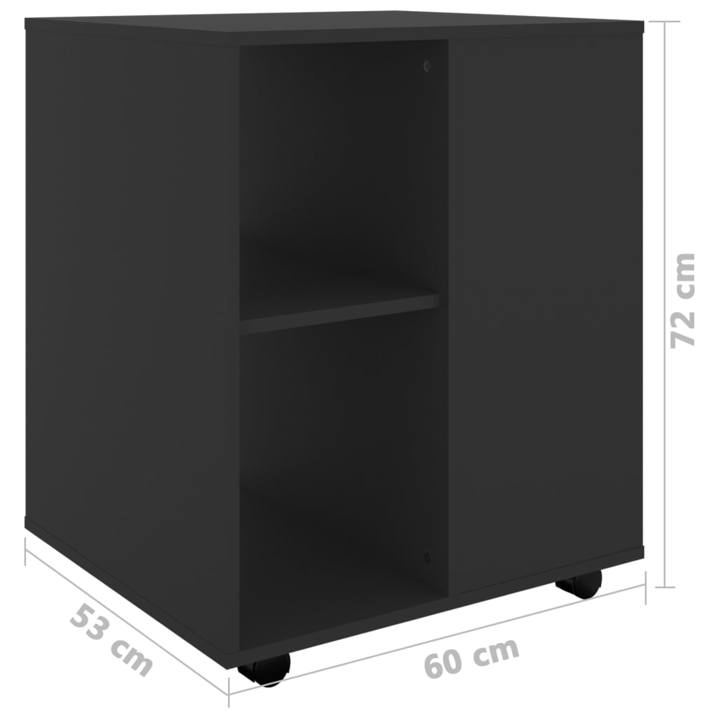 Rulleskap Svart 60X53X72 Cm Konstruert Tre