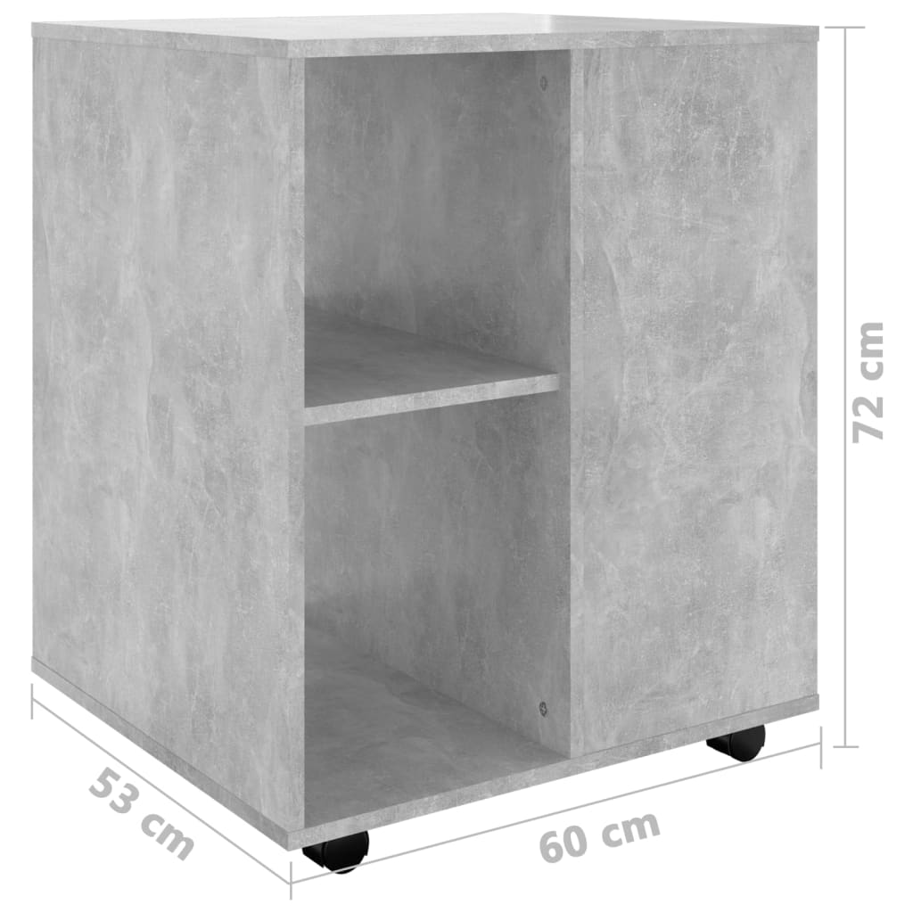 Rulleskap Betonggrå 60X53X72 Cm Sponplate
