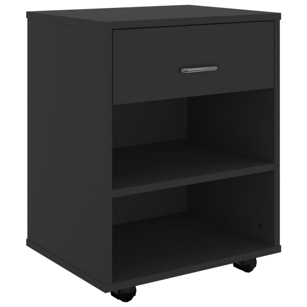 Rulleskap Svart 46X36X59 Cm Konstruert Tre