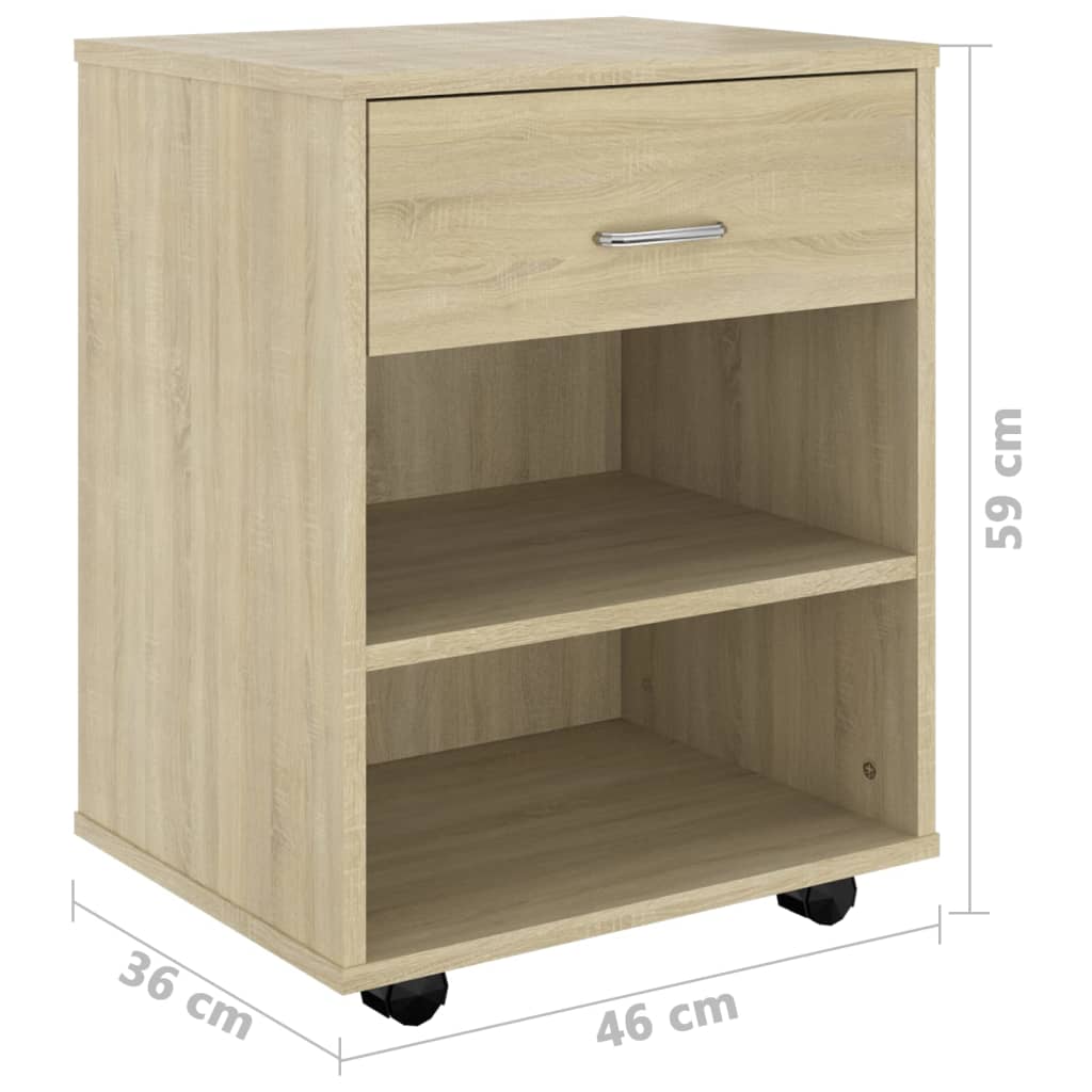 Rulleskap Sonoma Eik 46X36X59 Cm Konstruert Tre