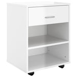 Rulleskap Høyglans Hvit 46X36X59 Cm Konstruert Tre