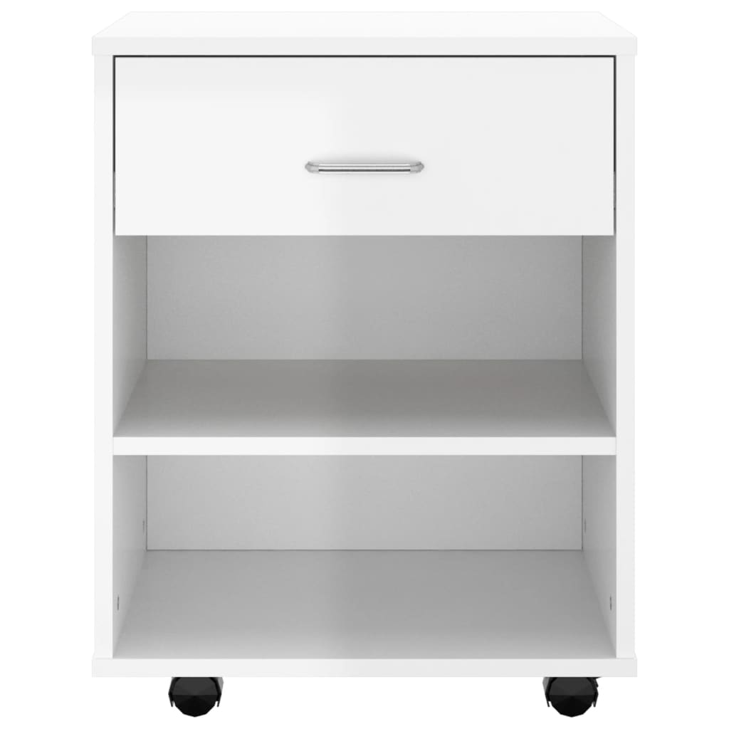 Rulleskap Høyglans Hvit 46X36X59 Cm Konstruert Tre