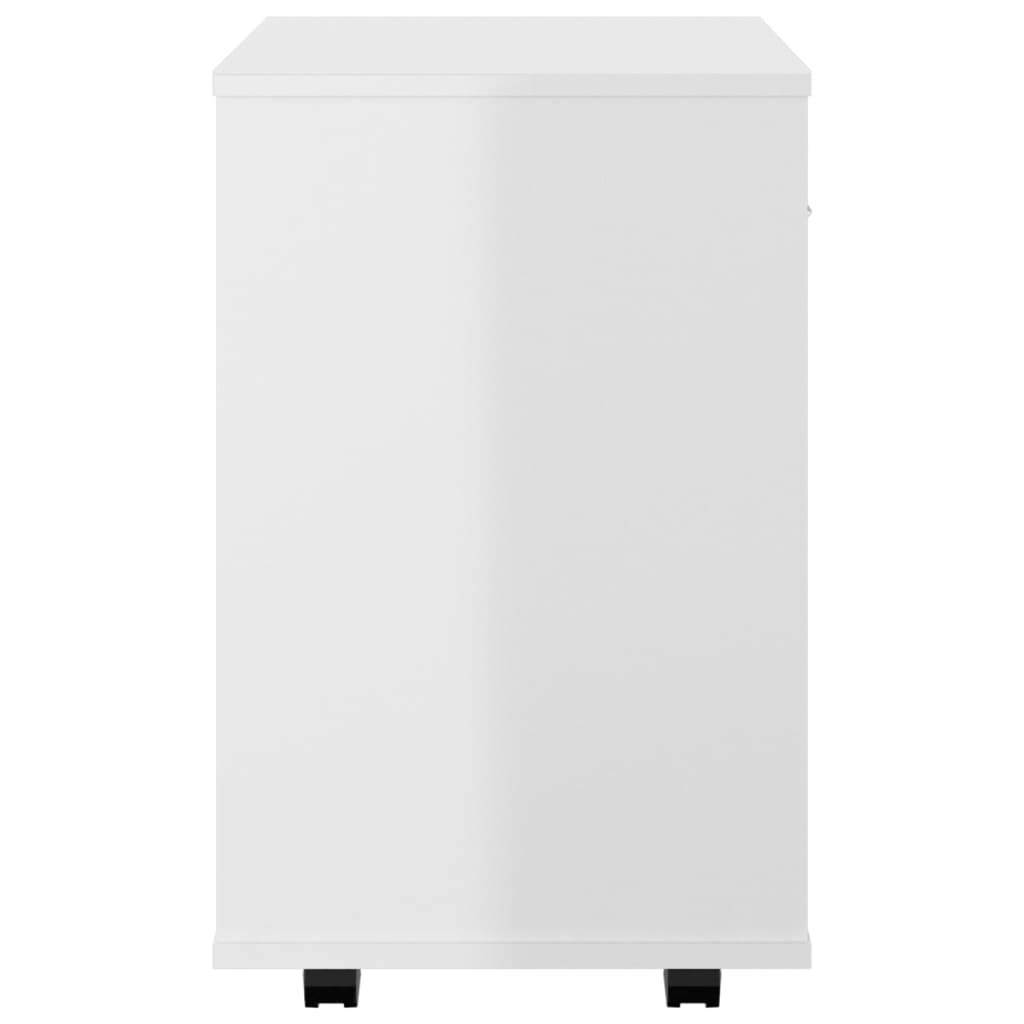 Rulleskap Høyglans Hvit 46X36X59 Cm Konstruert Tre