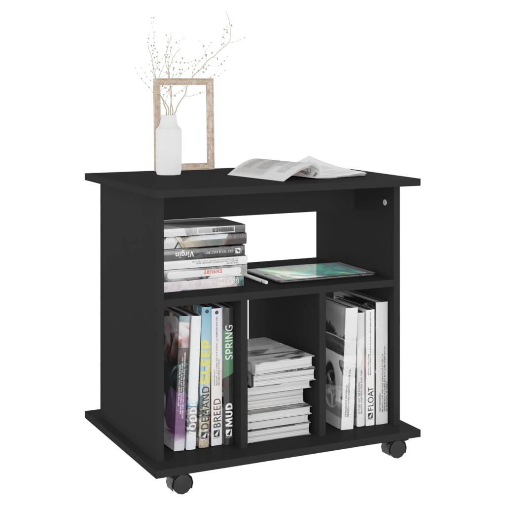 Rulleskap Svart 60X45X60 Cm Konstruert Tre