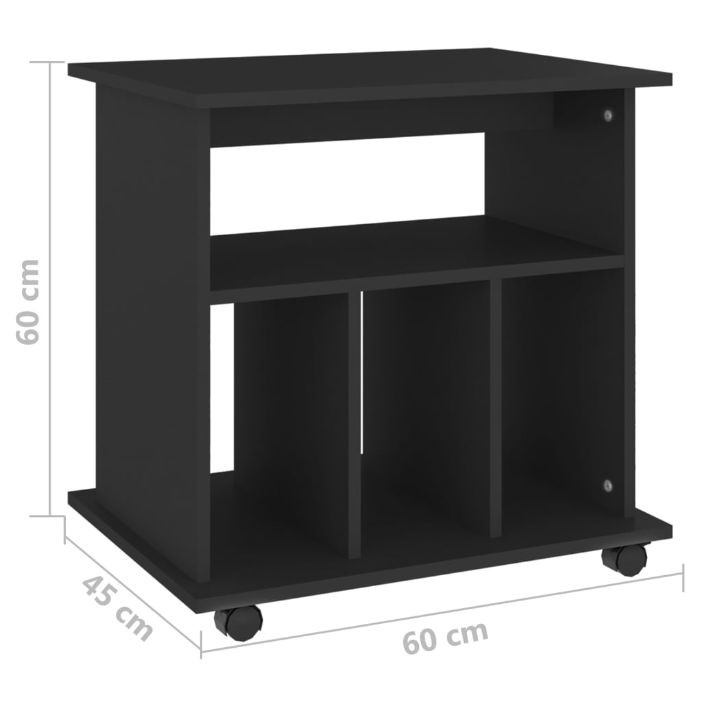 Rulleskap Svart 60X45X60 Cm Konstruert Tre