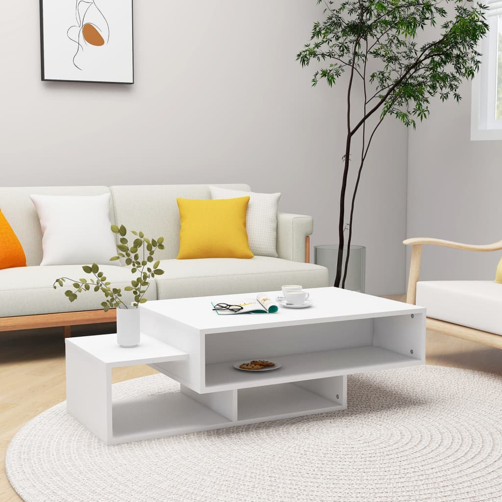 Salongbord Hvit 105X55X32 Cm Konstruert Tre
