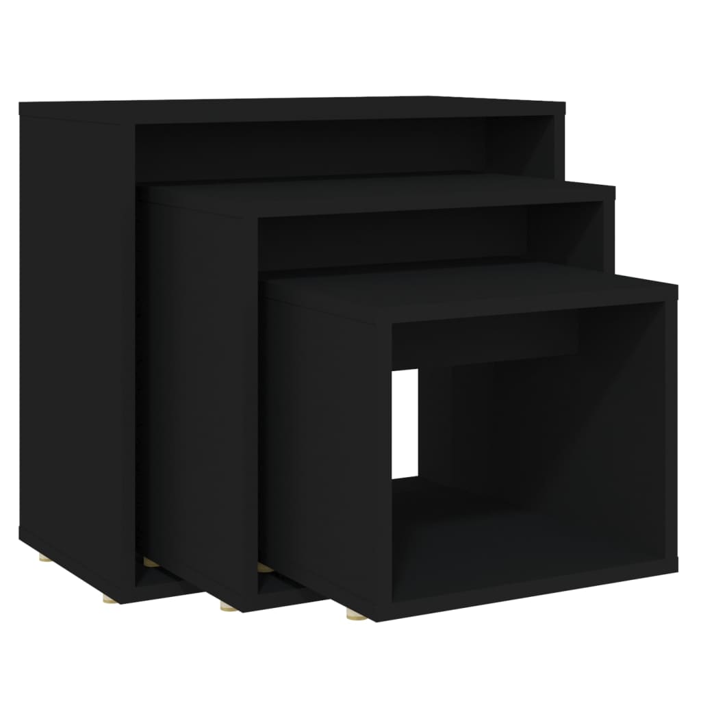 Stablebord 3 Stk Svart Sponplate