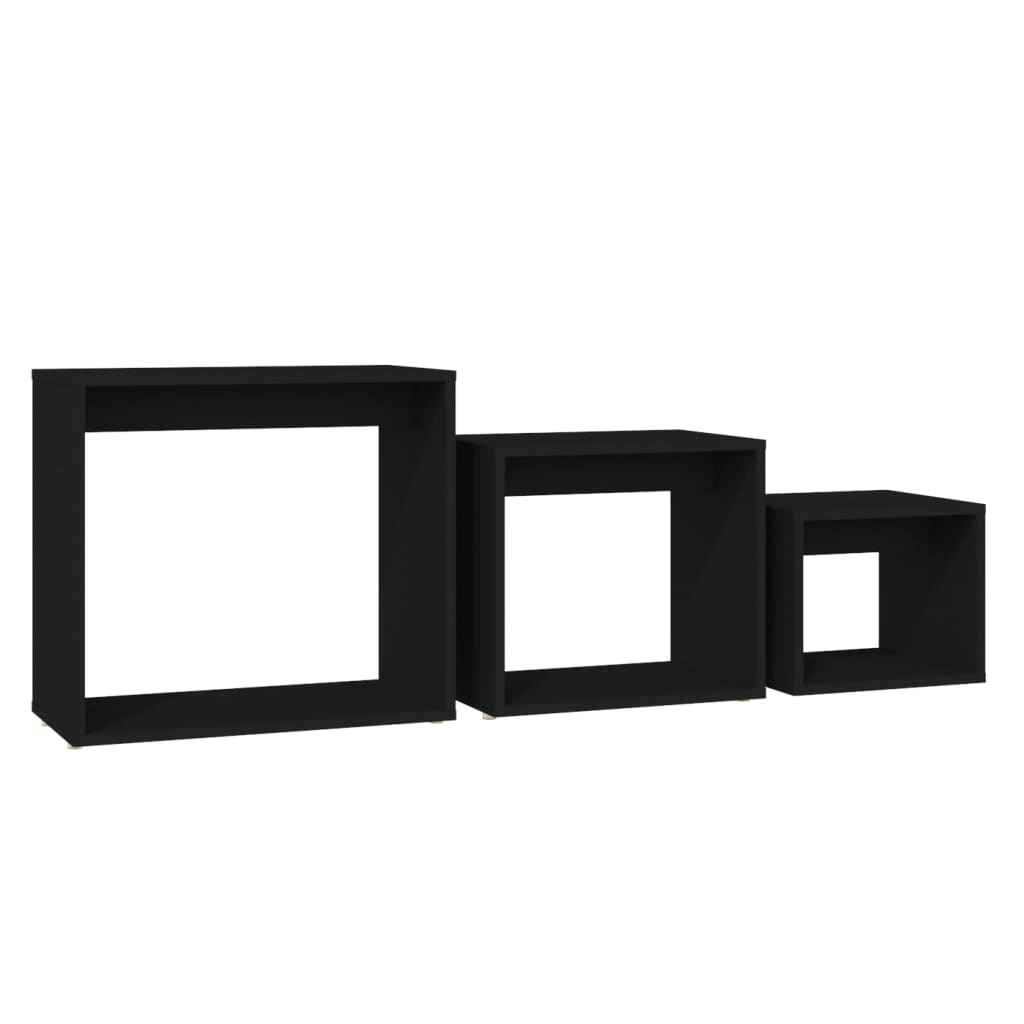 Stablebord 3 Stk Svart Sponplate
