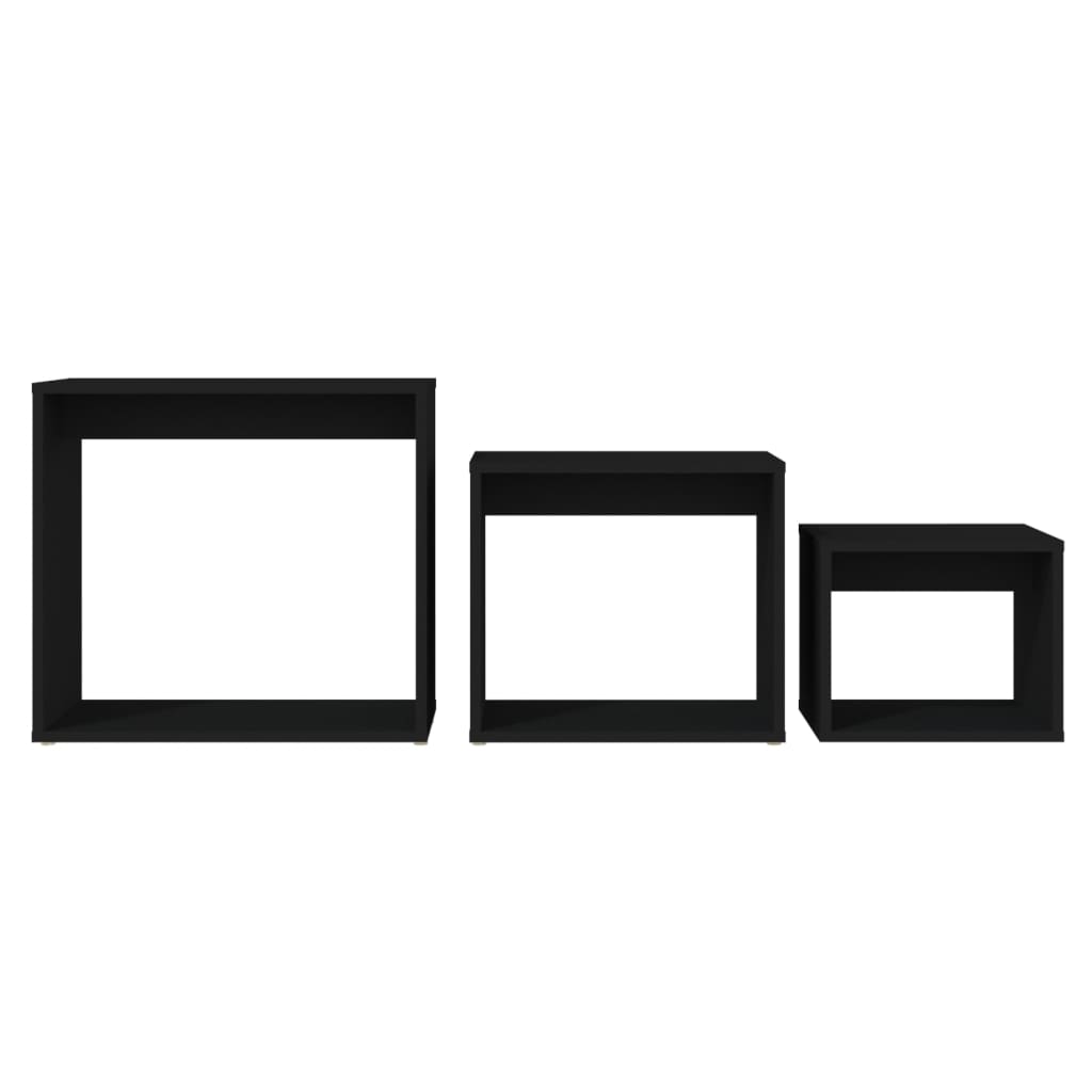Stablebord 3 Stk Svart Sponplate