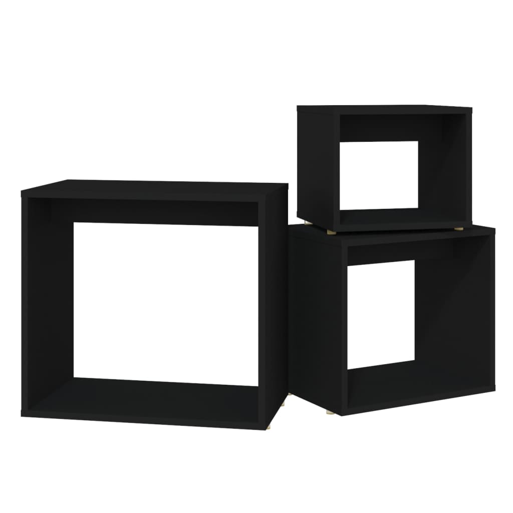 Stablebord 3 Stk Svart Sponplate