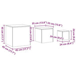 Sidebord 3 Stk Hvit Konstruert Tre