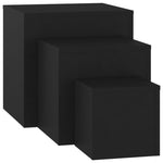 Sidebord 3 Stk Svart Konstruert Tre