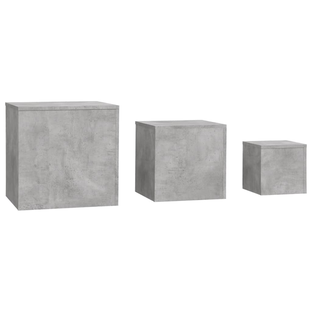 Sidebord 3 Stk Betonggrå Konstruert Tre